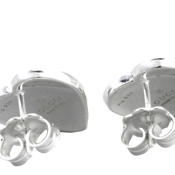 NEW GUCCI Earrings SILVER Heart-Shaped Red Earrings WITH Gucci Box Included - Picture 3 of 5